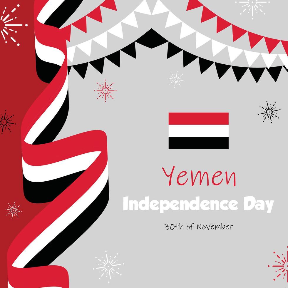 Yemen independence day greeting card vector