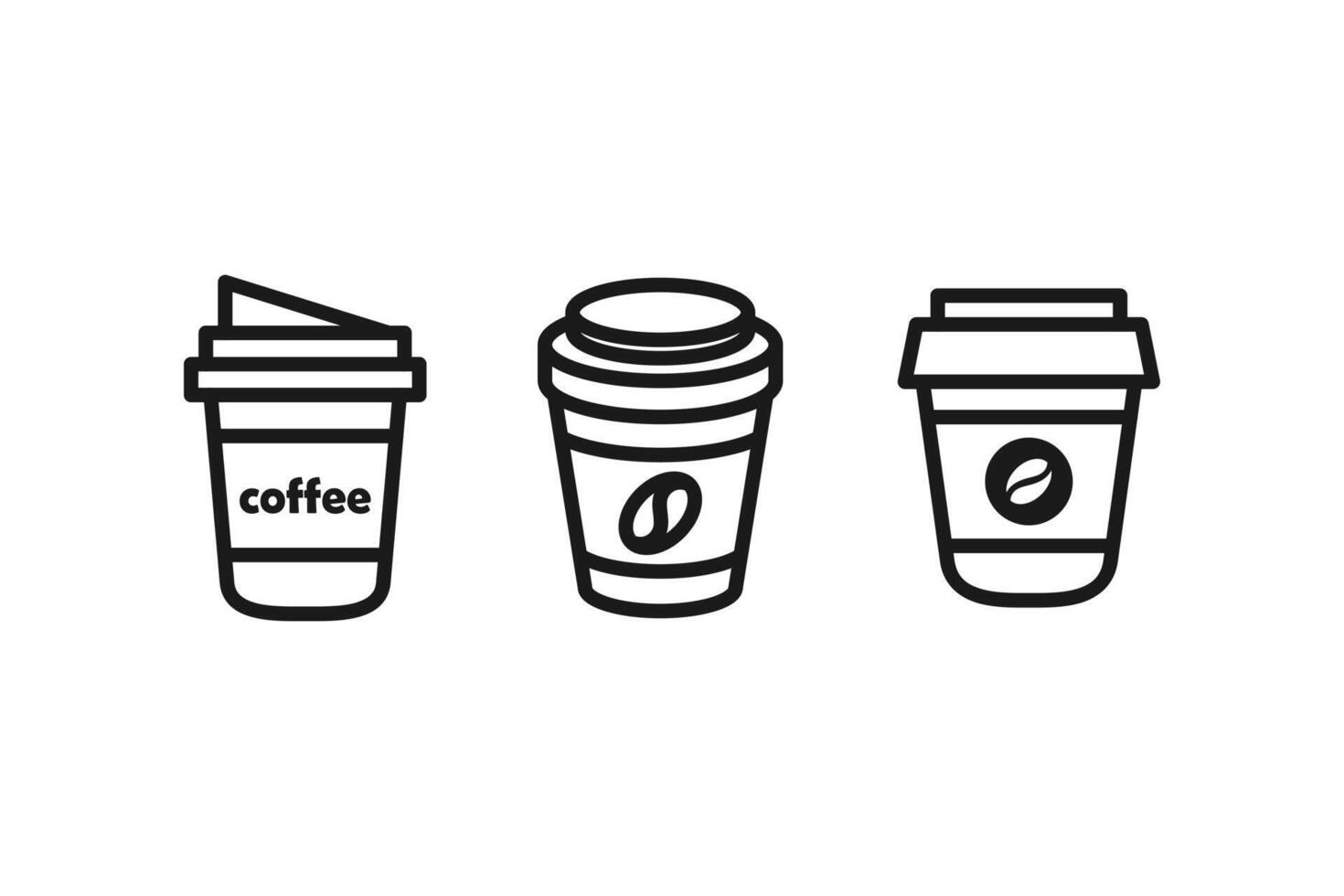 coffee cup icon line set vector