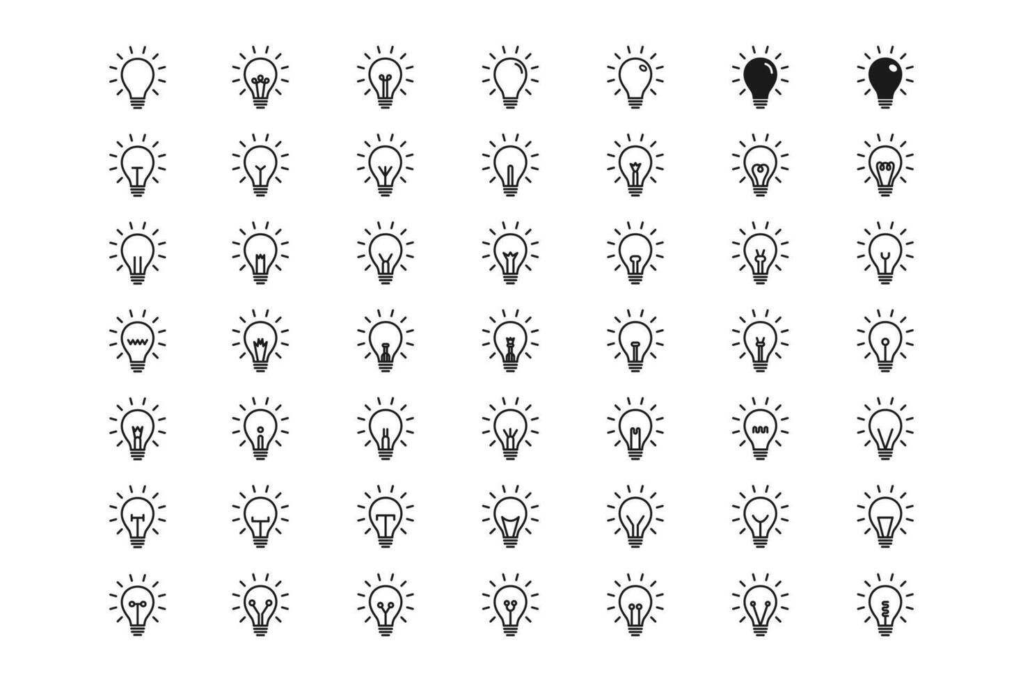 light bulb icon line set vector