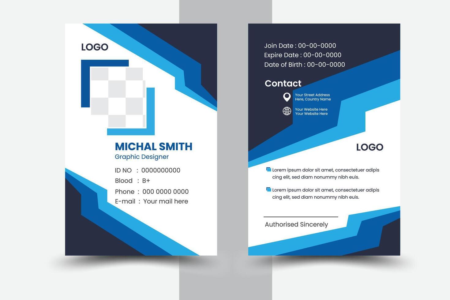 Modern ID card design template. Employee identity card design. Creative and clean corporate business card template, Luxury and elegant business card design template vector