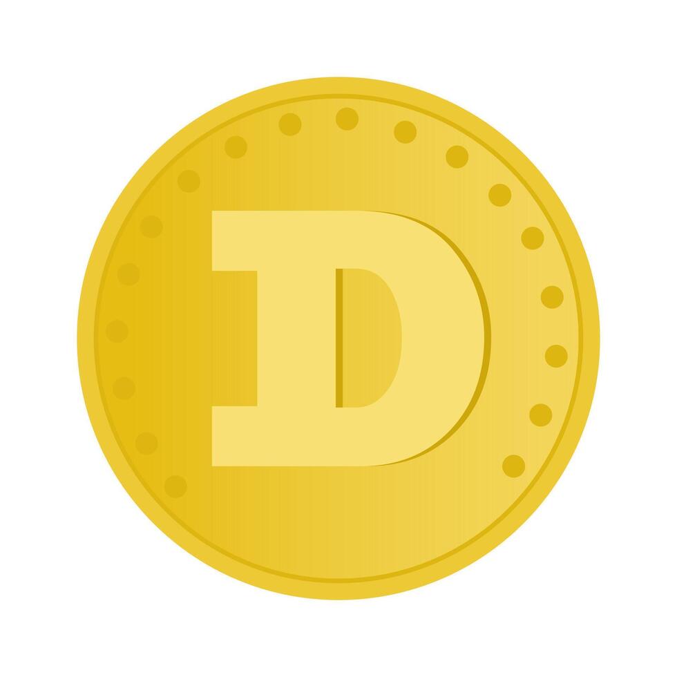 Dogecoin coin icon. Cryptocurrency sign in gold color isolated on white background. vector