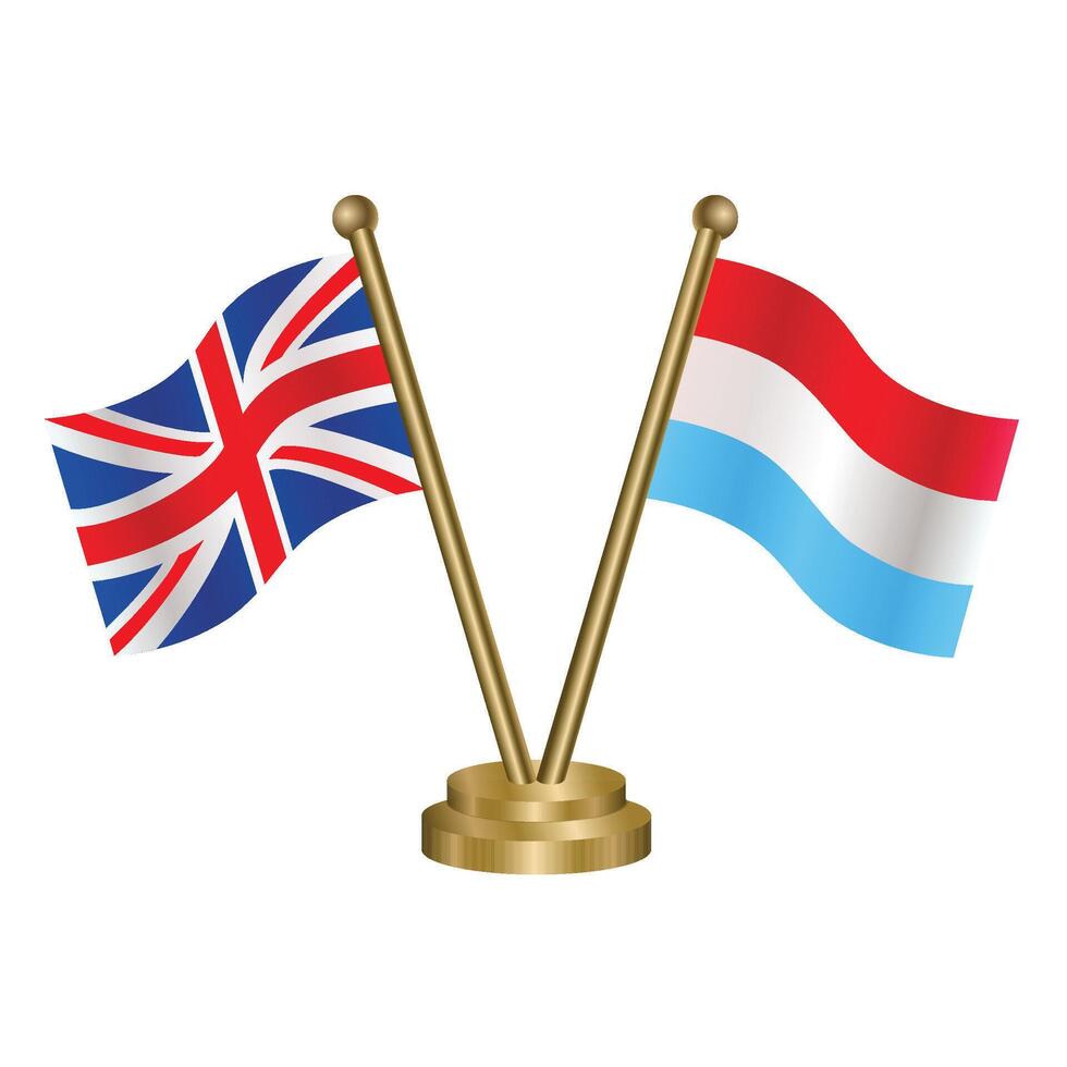 United Kingdom and Luxembourg table flag. Illustration vector