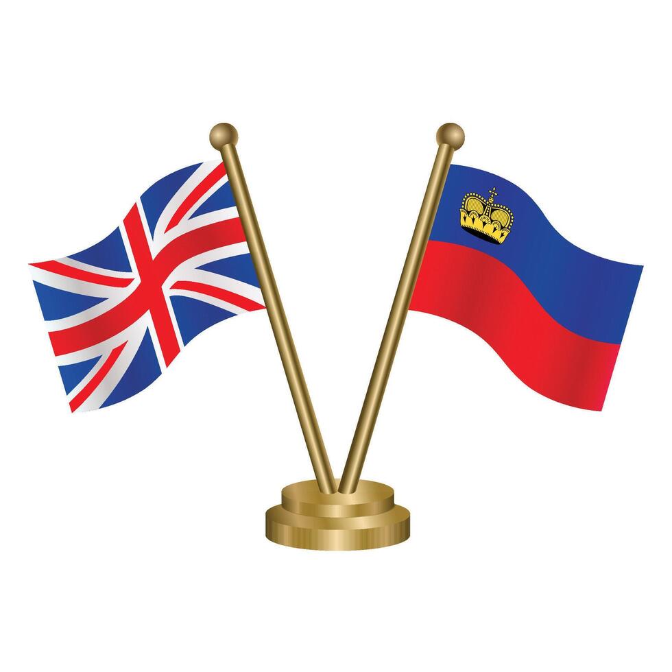 United Kingdom and Liechtenstein table flag. Illustration vector