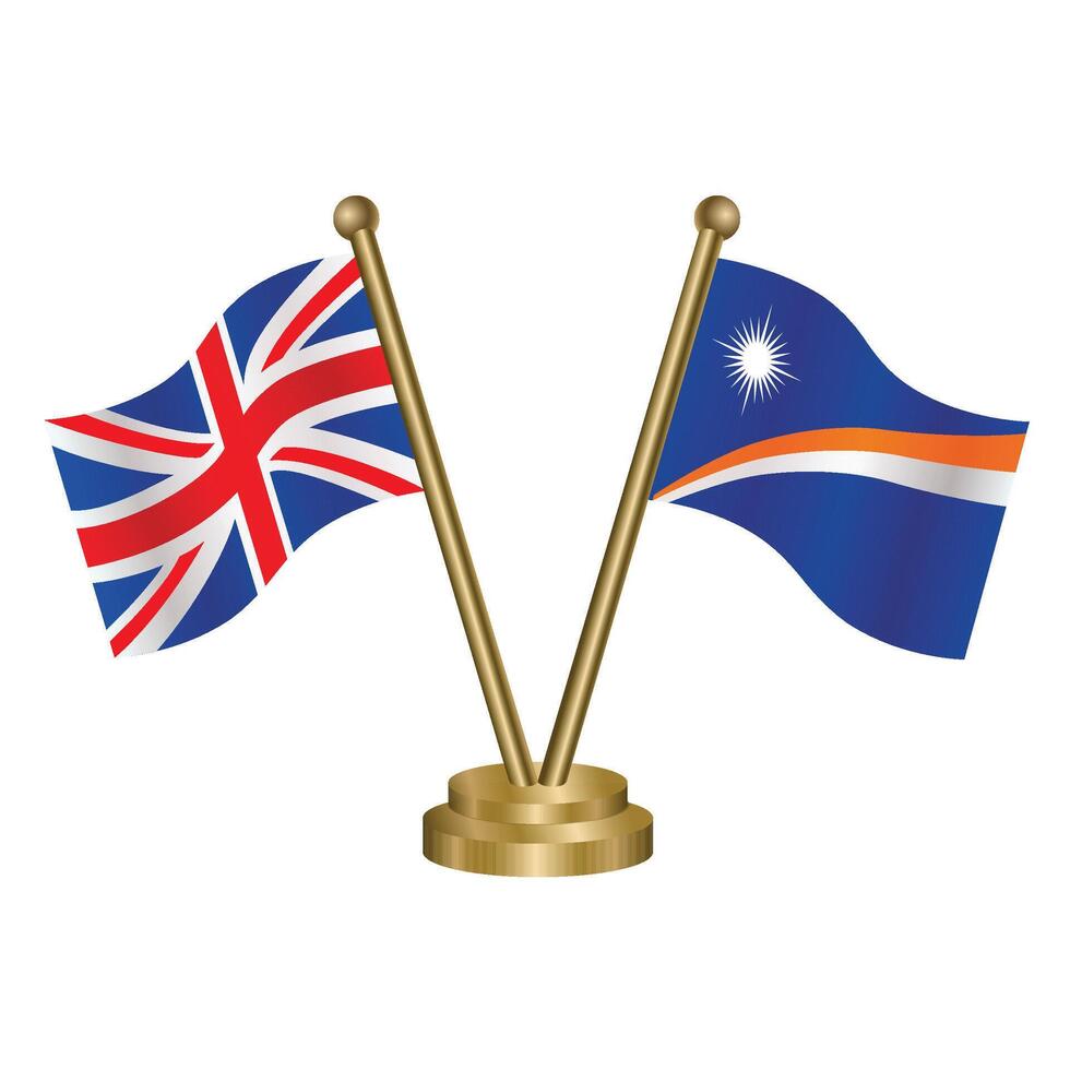 United Kingdom and Marshall Islands table flag. Illustration vector