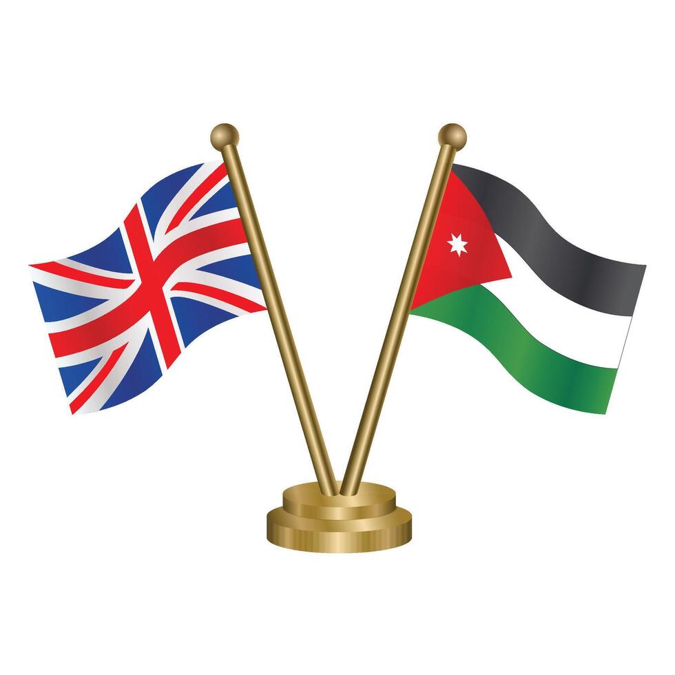 United Kingdom and Jordan table flag. Illustration vector