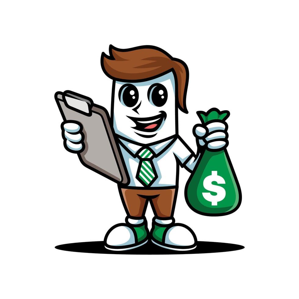 fun cartoon character of businessman isolated drawing coloring line art style sketch classic vintage design illustration vector