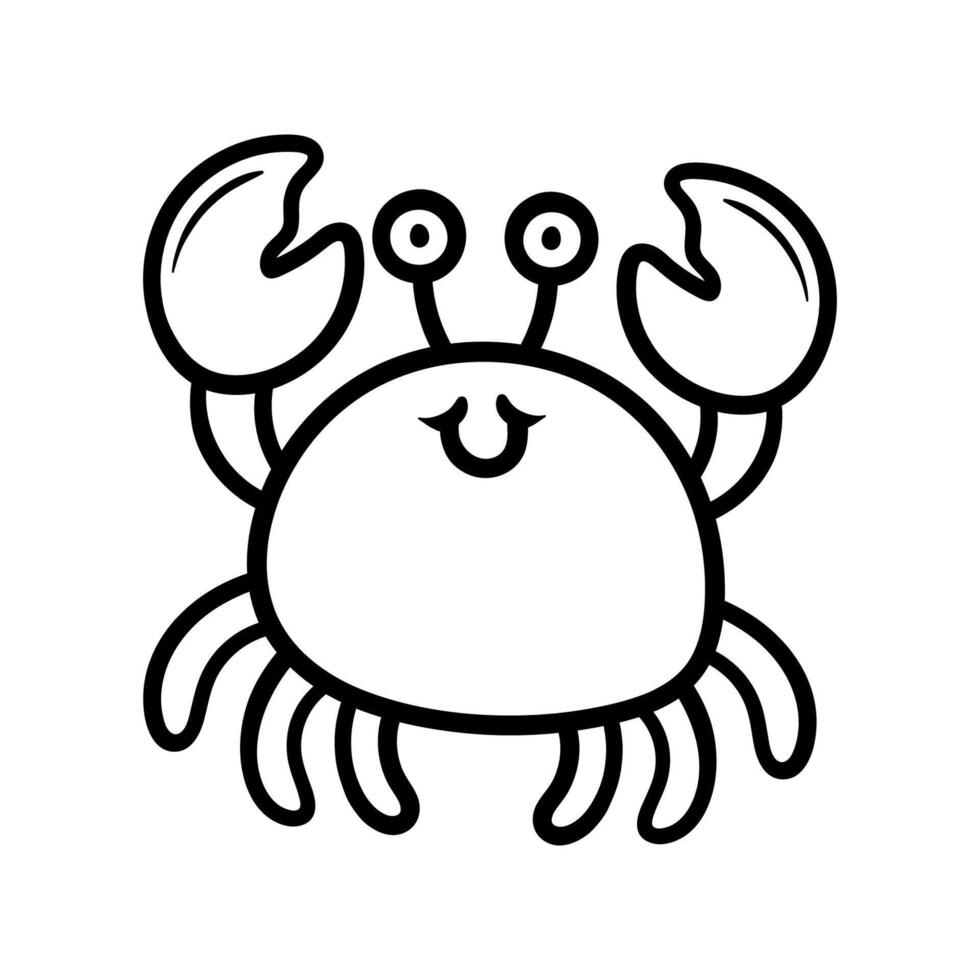 fun cartoon character of crab isolated drawing coloring line art style sketch classic vintage design illustration vector