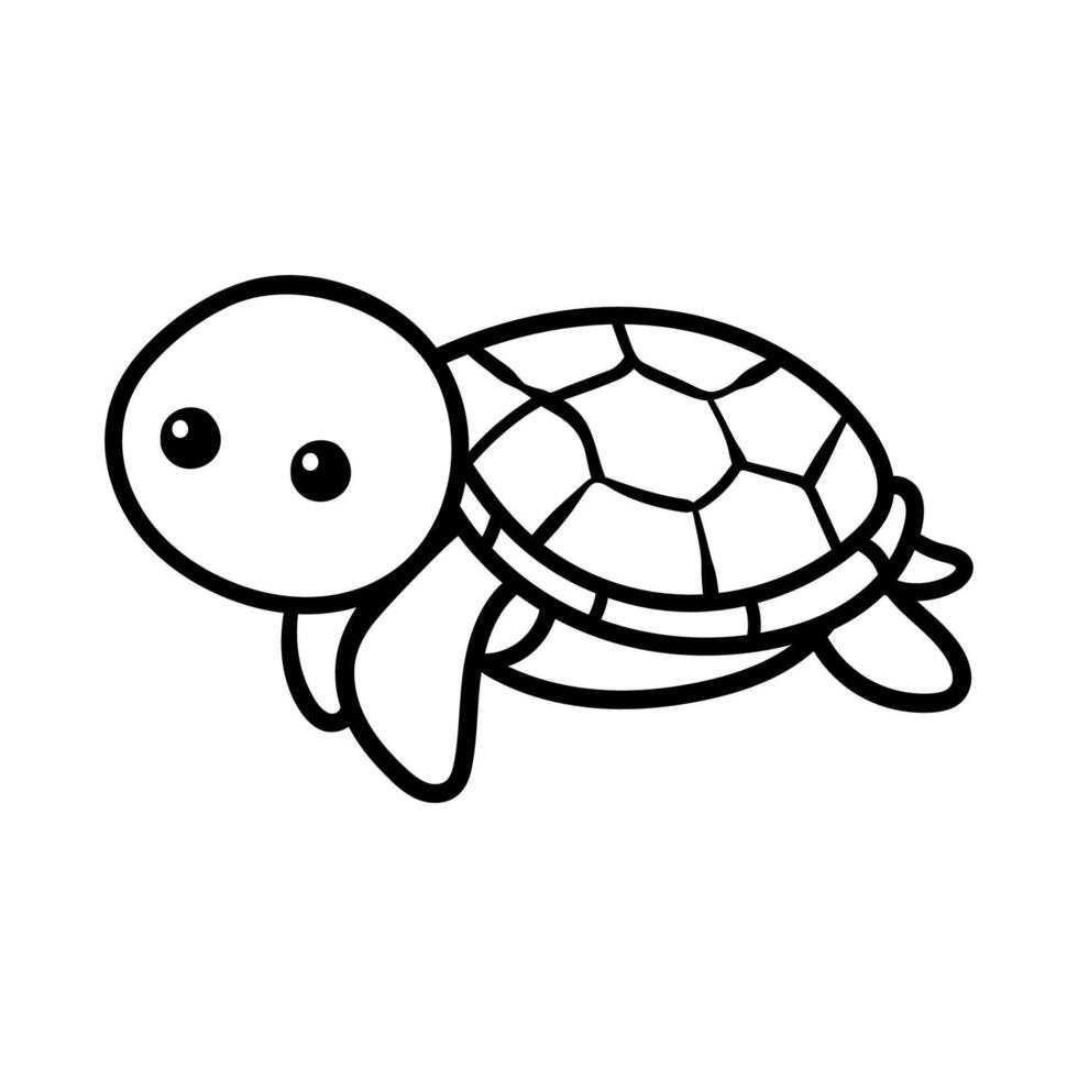 fun cartoon character of turtle isolated drawing coloring line art style sketch classic vintage design illustration vector