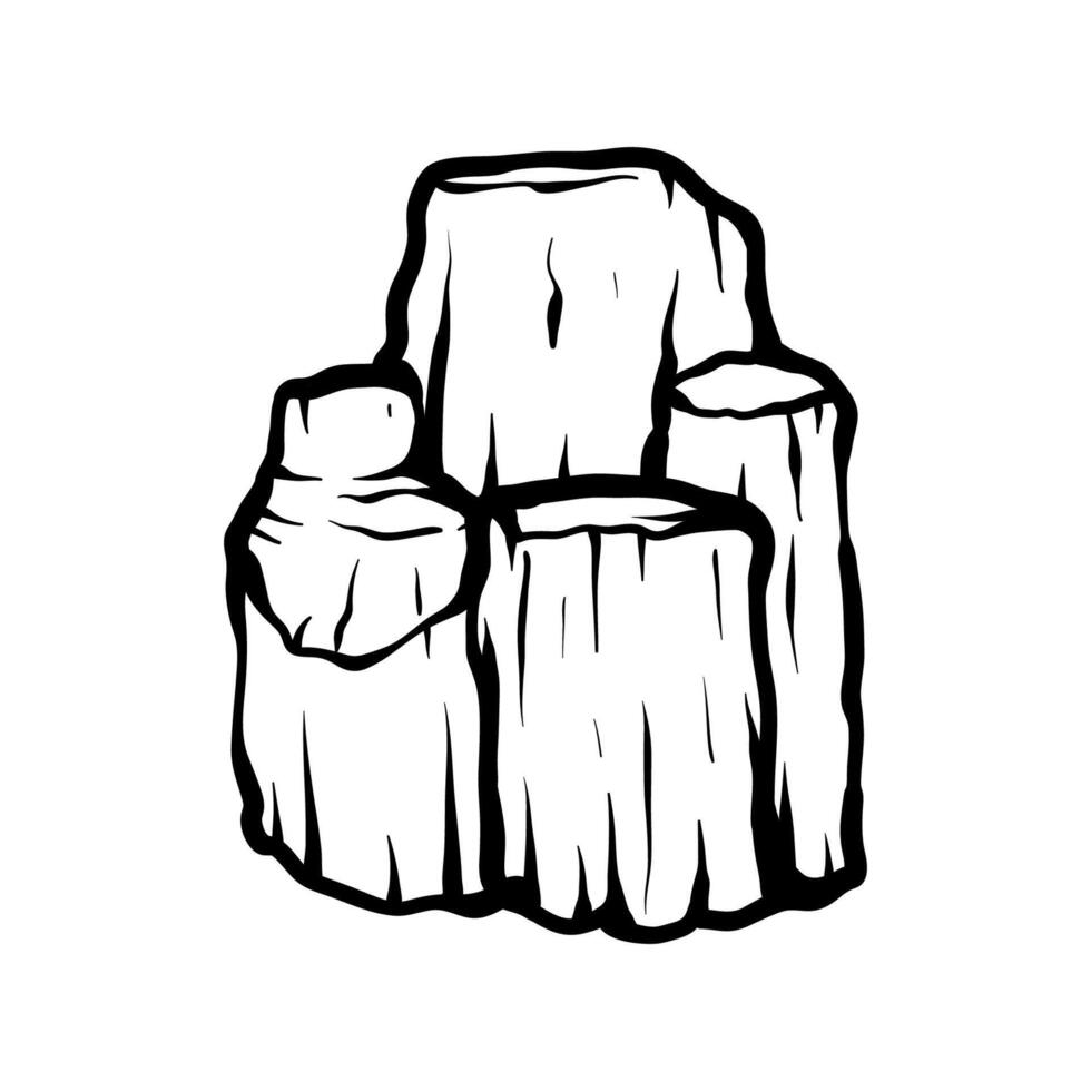 row of big rock isolated drawing coloring line art style sketch classic vintage design illustration vector