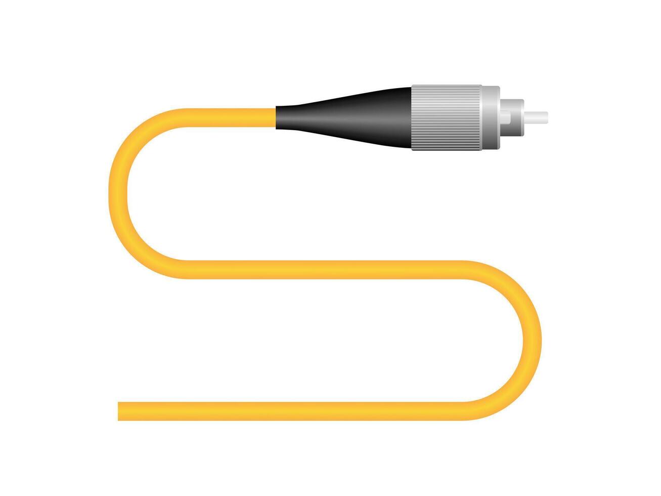 Realistic fiber optic cable with FC connector on white background. illustration EPS 10. vector