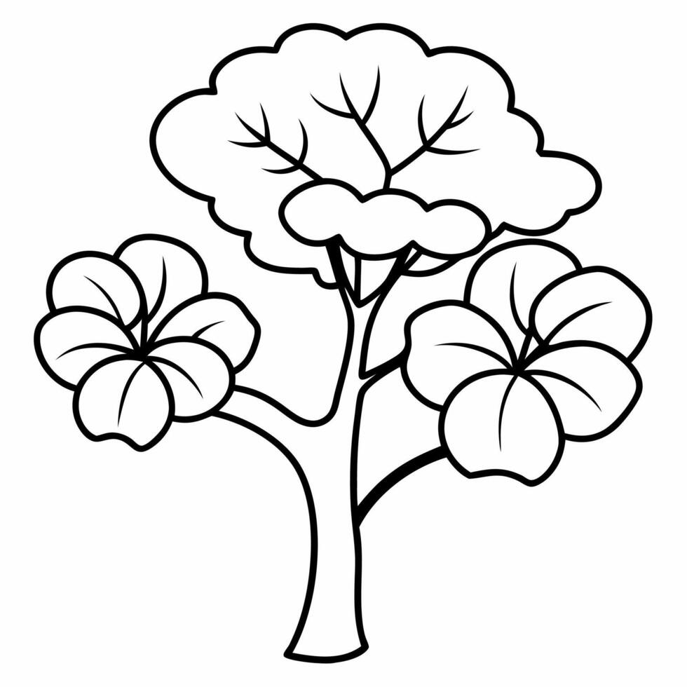 A coloring page of nasturtium tree illustration vector