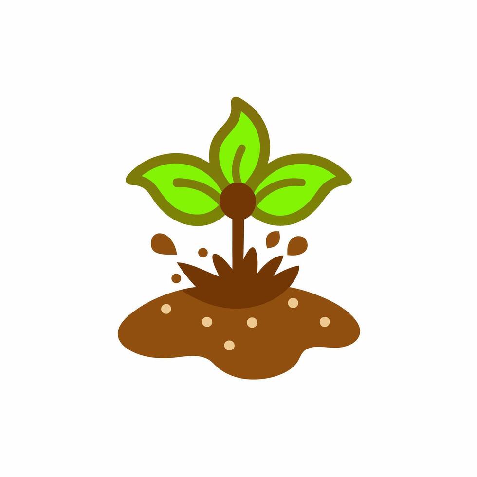 Green Plant with mud cartoon illustration vector