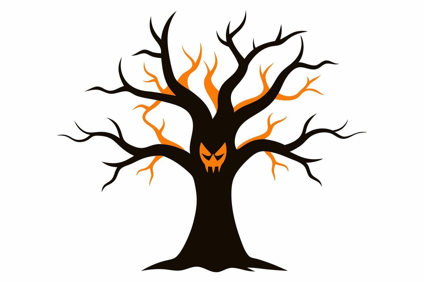 Halloween tree without leaves silhouette illustration vector