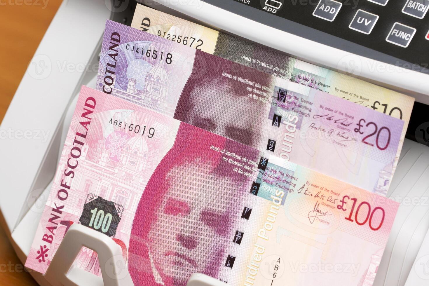 Scottish pound in the counting machine photo