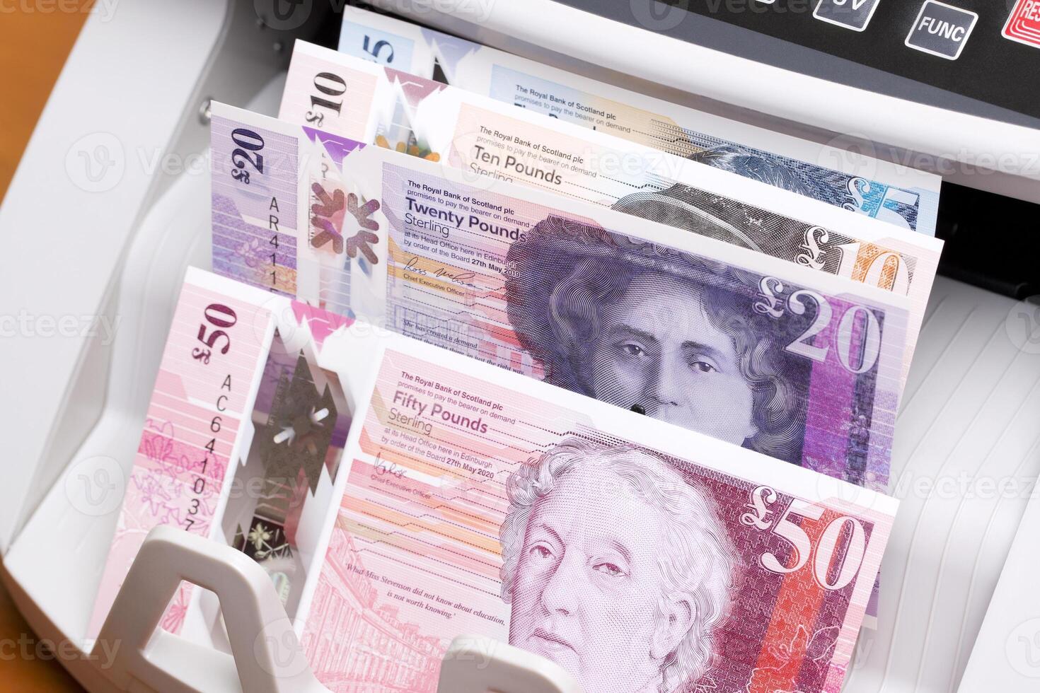 Scottish pound in the counting machine photo