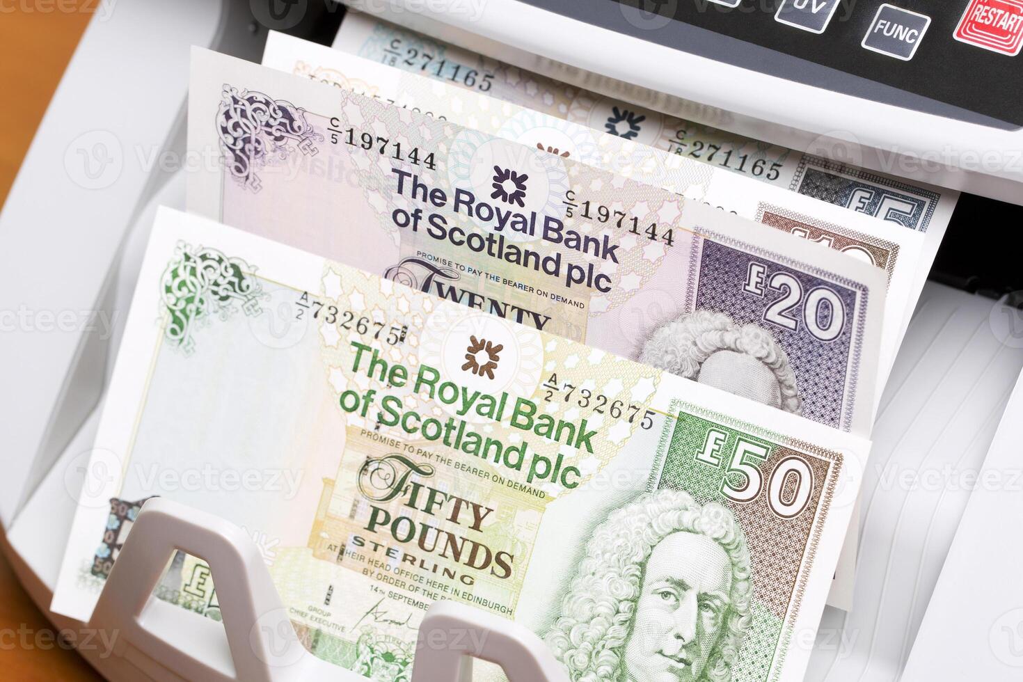 Scottish pound in the counting machine photo