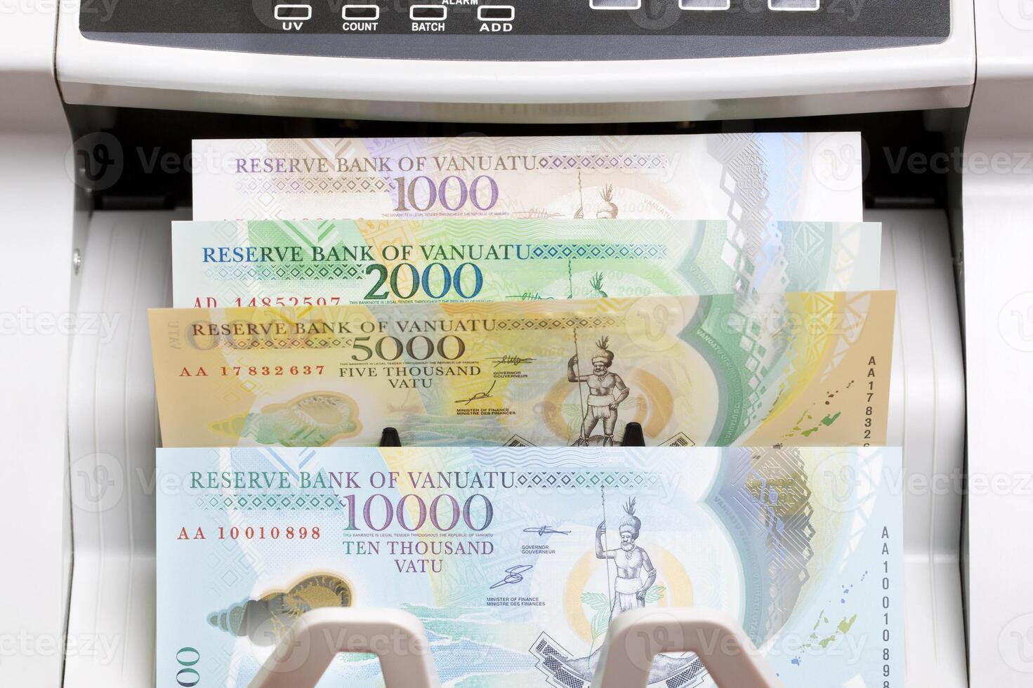 Vanuatu vatu in the counting machine photo