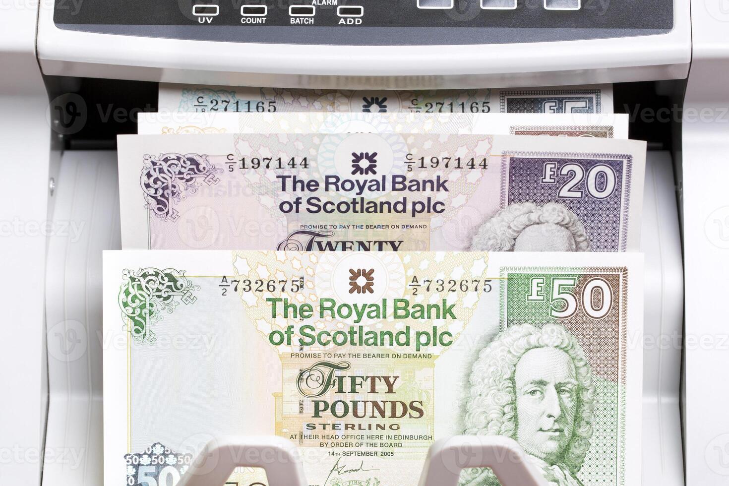 Scottish pound in the counting machine photo