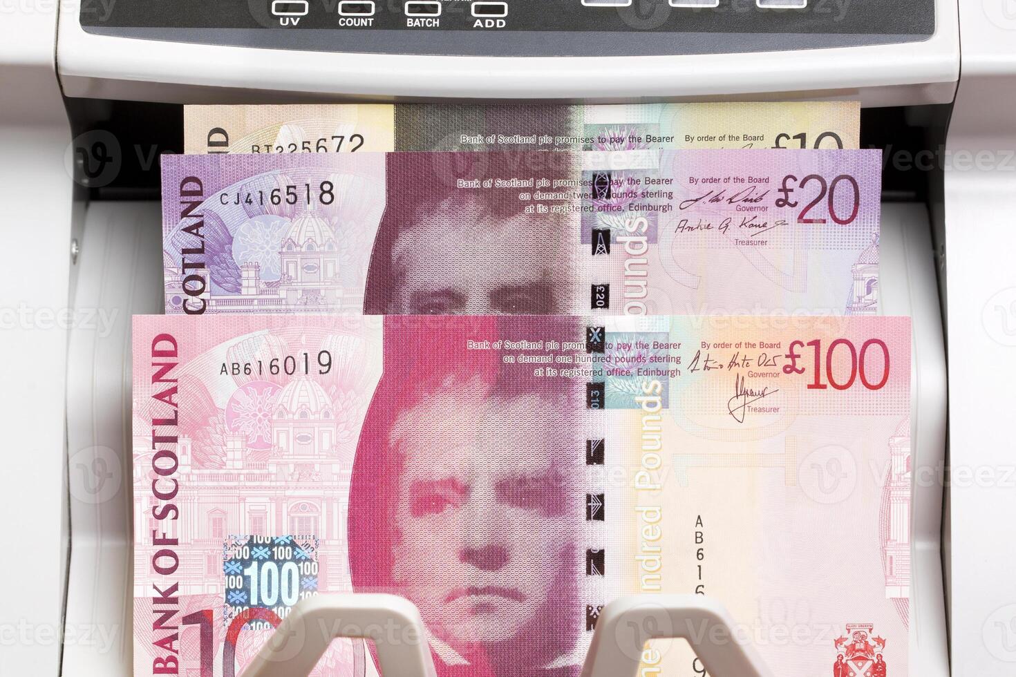 Scottish pound in the counting machine photo