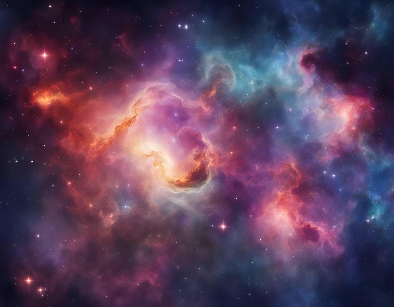 Colorful abstract nebula, Starry night space galaxy background photo