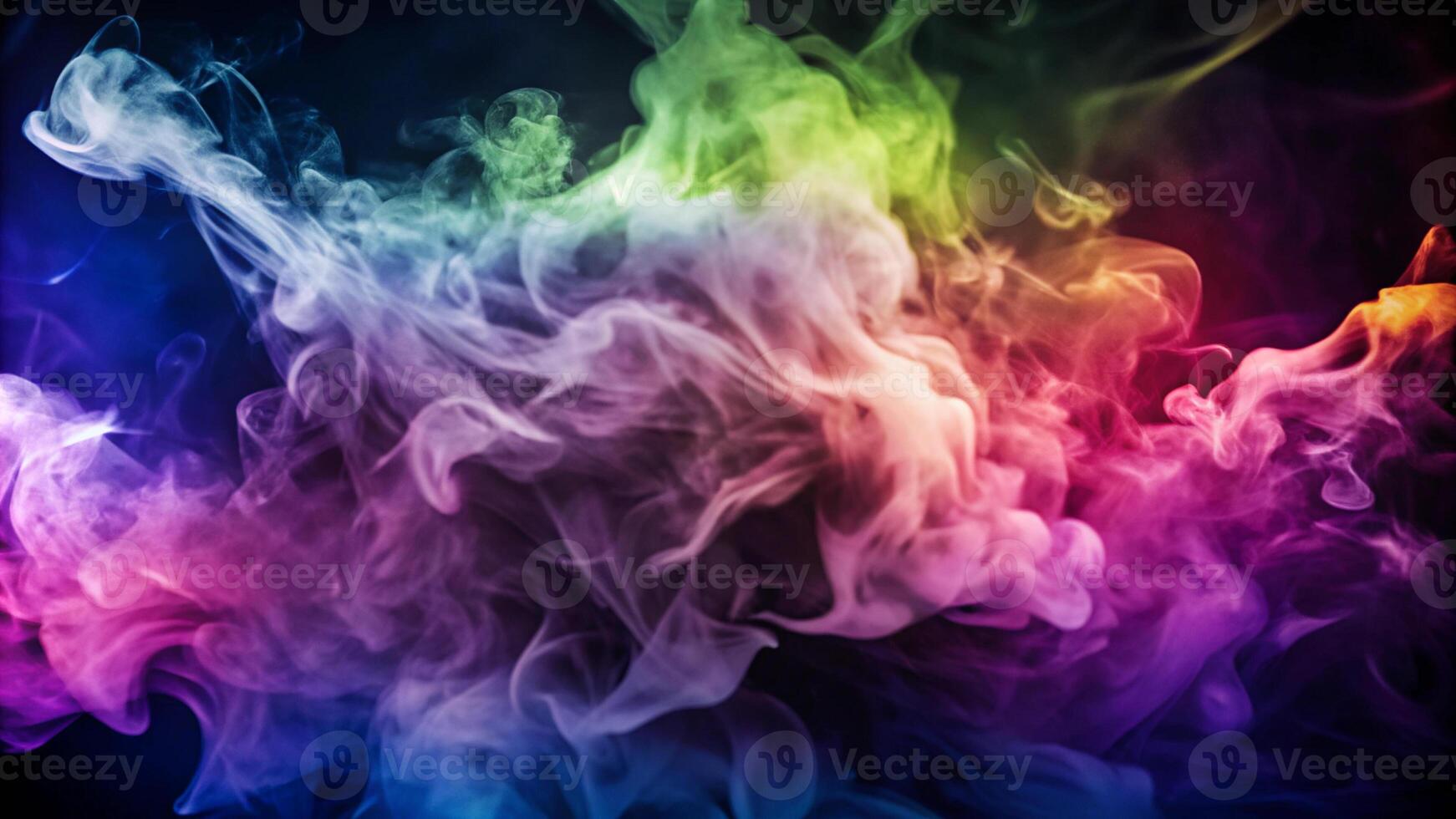 Colorful smoke on a black background photo