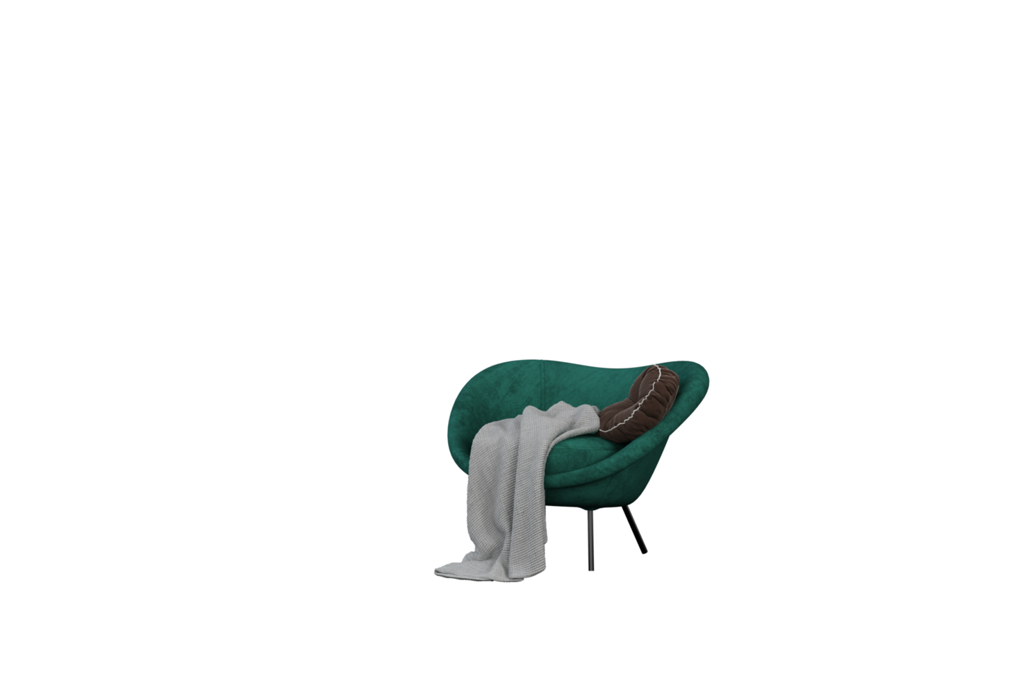 A green chair with a blanket on it png