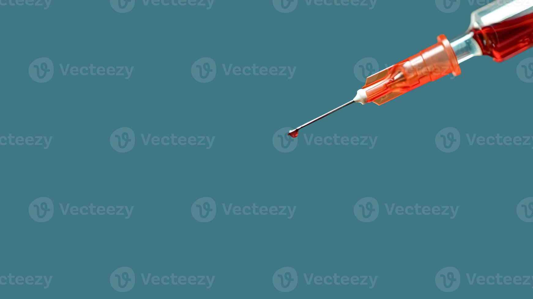 Syringe Filled with Blood. Medical Procedure, Health Check, Laboratory Testing Concept. Copyspace. photo