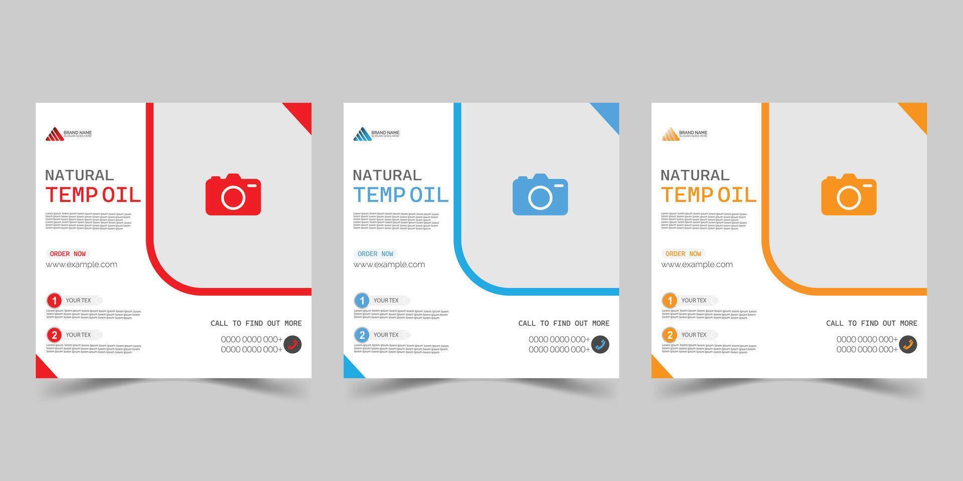 Natural oil social media post web banner template design vector