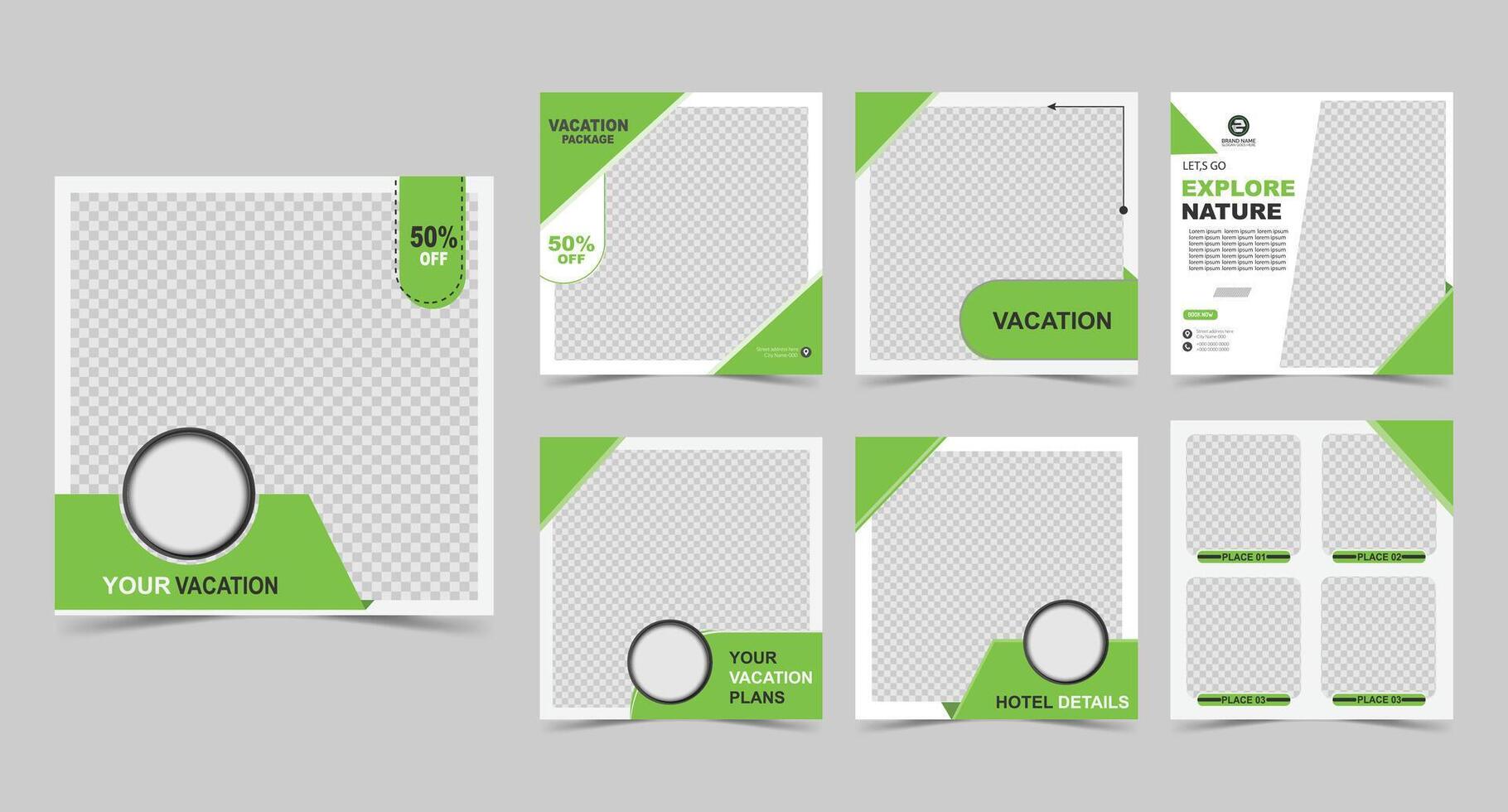 Explore the travel social media post design vector