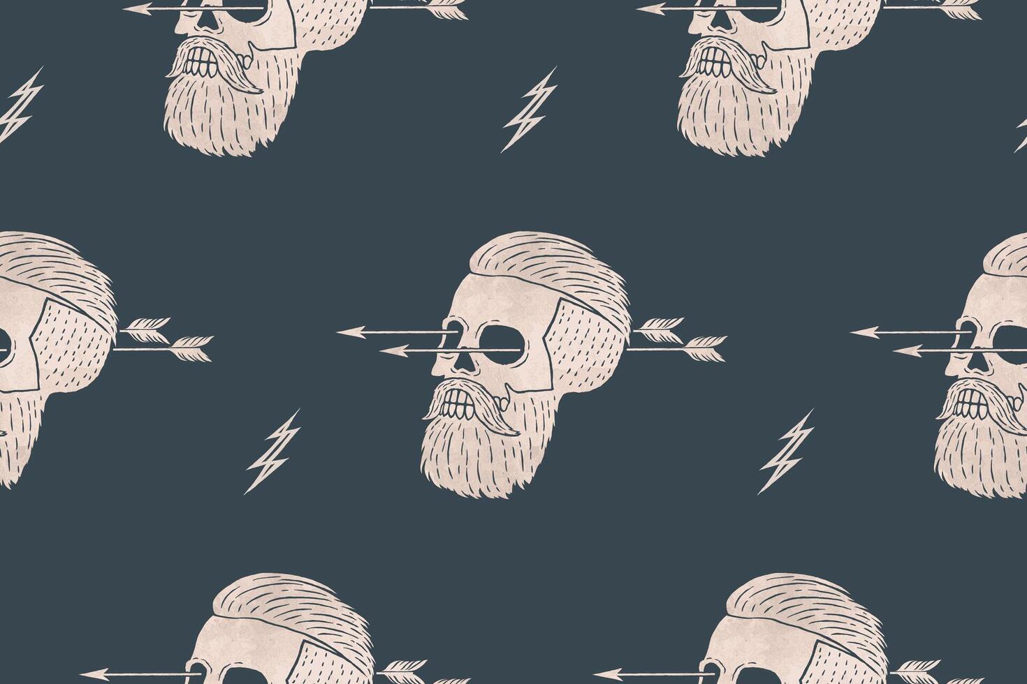 Seamless pattern background of vintage skull hipster with arrow vector