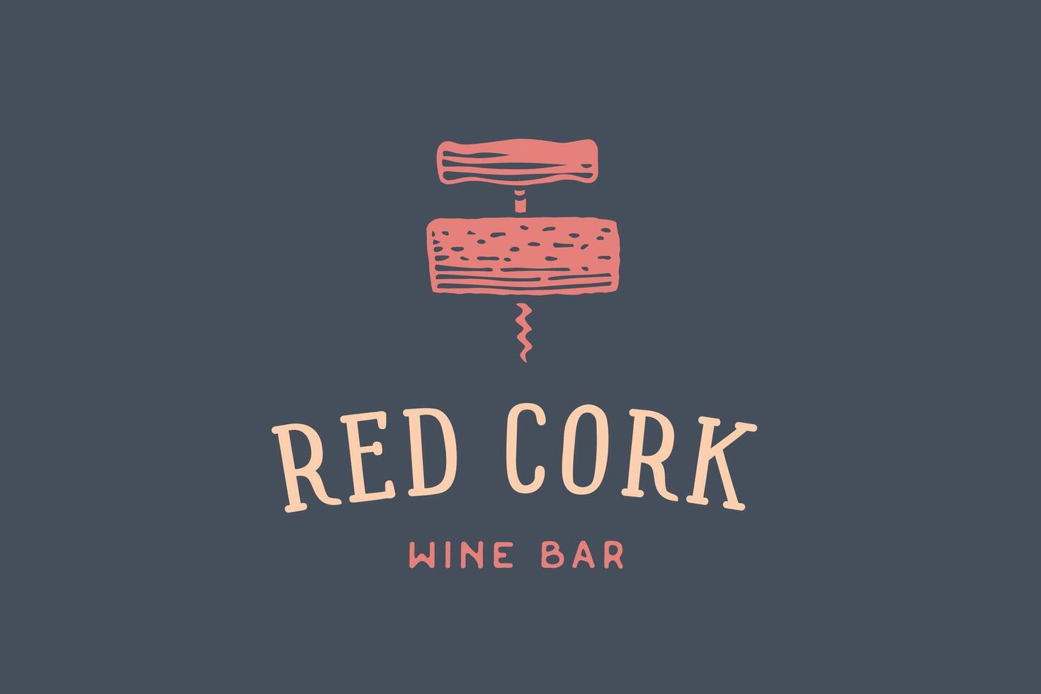 Label of wine bar with corkscrew vector