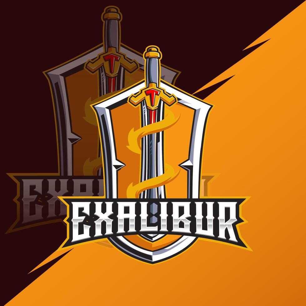 Excalibur sword e sport logo vector