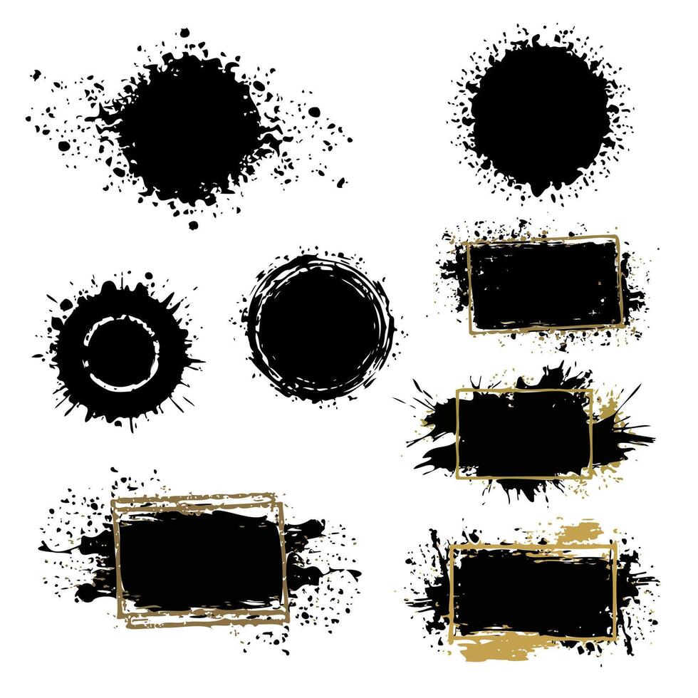 set of grunge art strokes, brushes or blotches. Creative design elements. vector