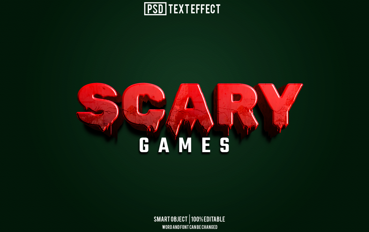 scary text effect, font editable, typography, 3d text psd