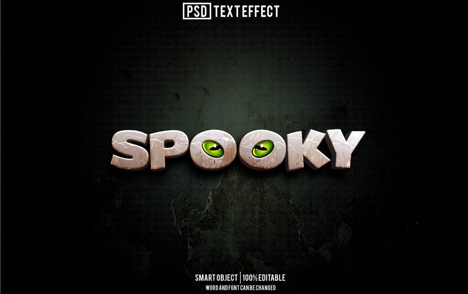 spooky text effect, font editable, typography, 3d text psd