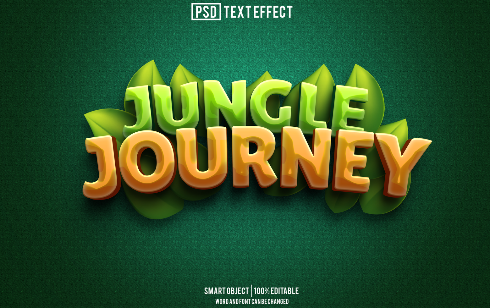 jungle journey text effect, font editable, typography, 3d text psd