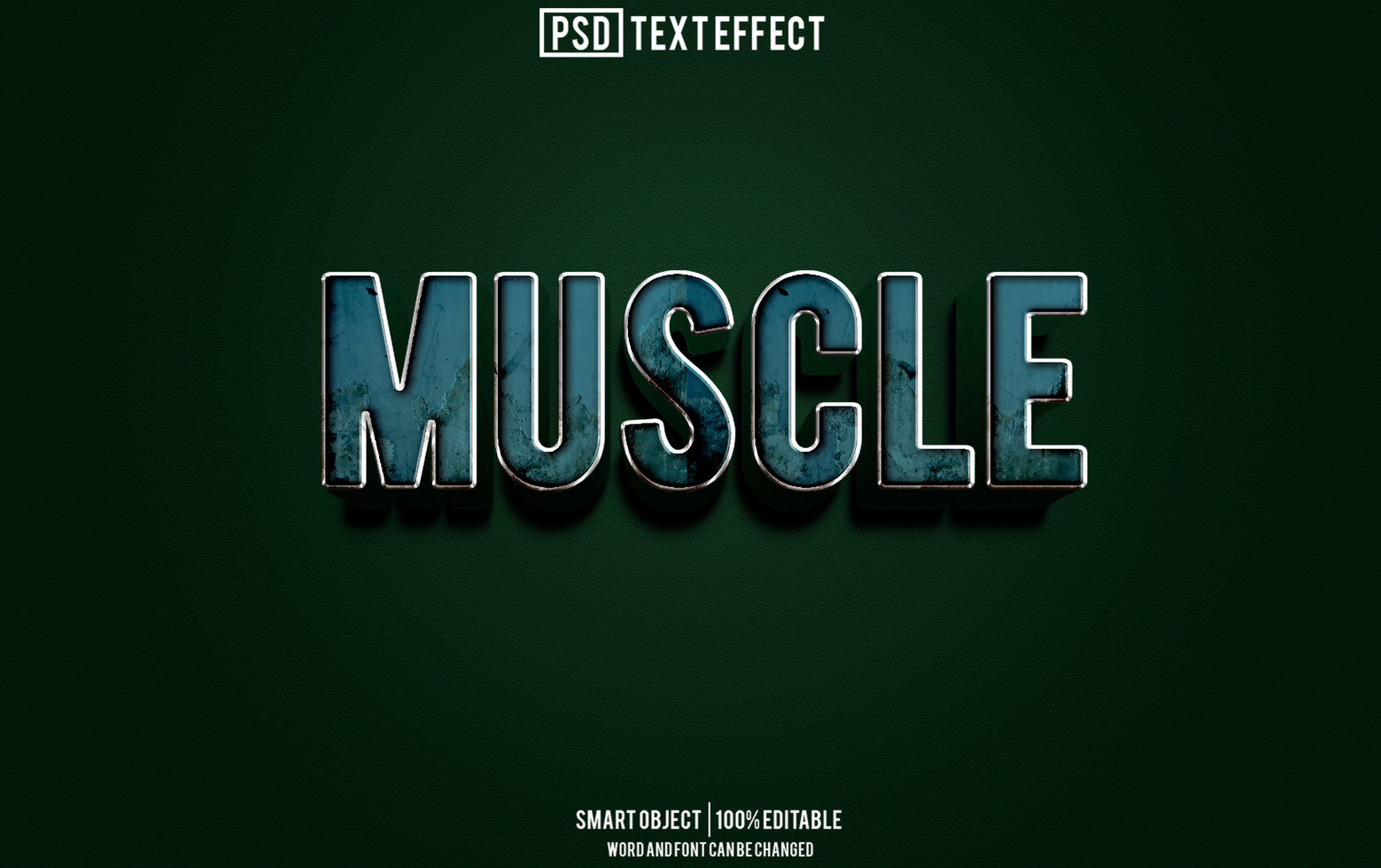 muscle text effect, font editable, typography, 3d text psd