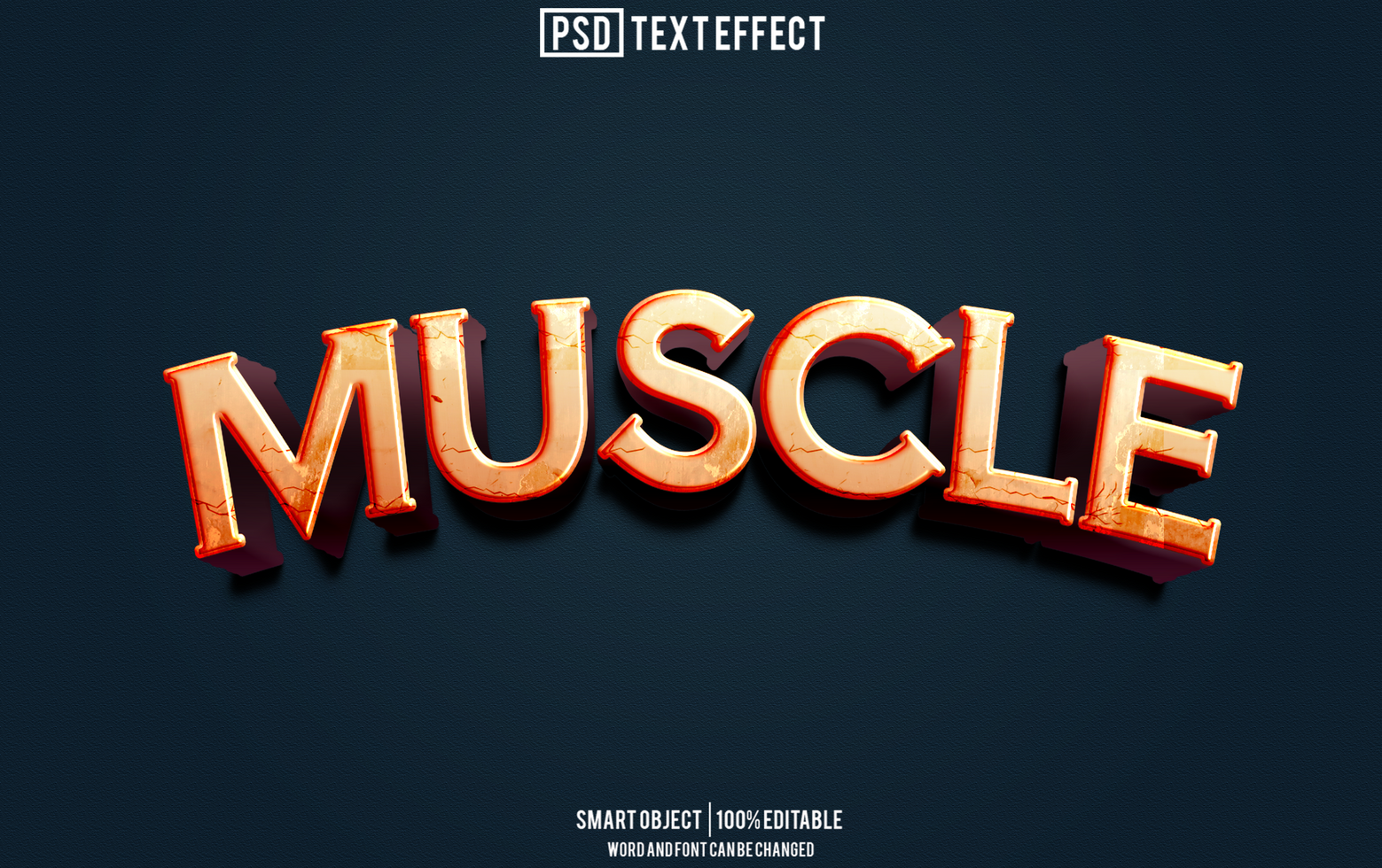 muscle text effect, font editable, typography, 3d text psd