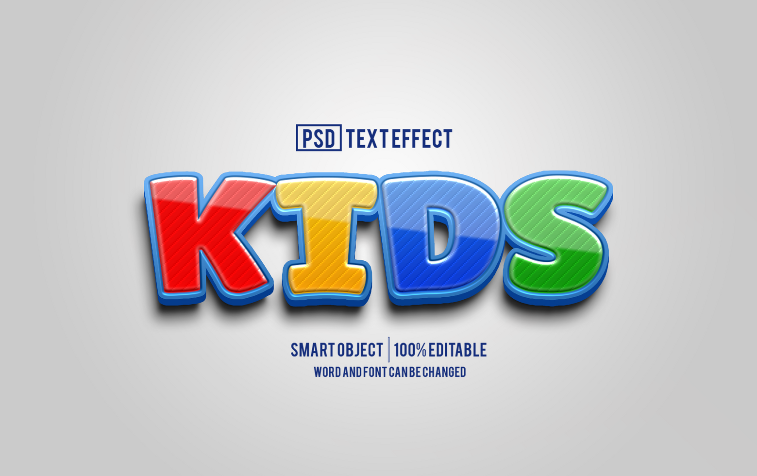 kids text effect, font editable, typography, 3d text psd