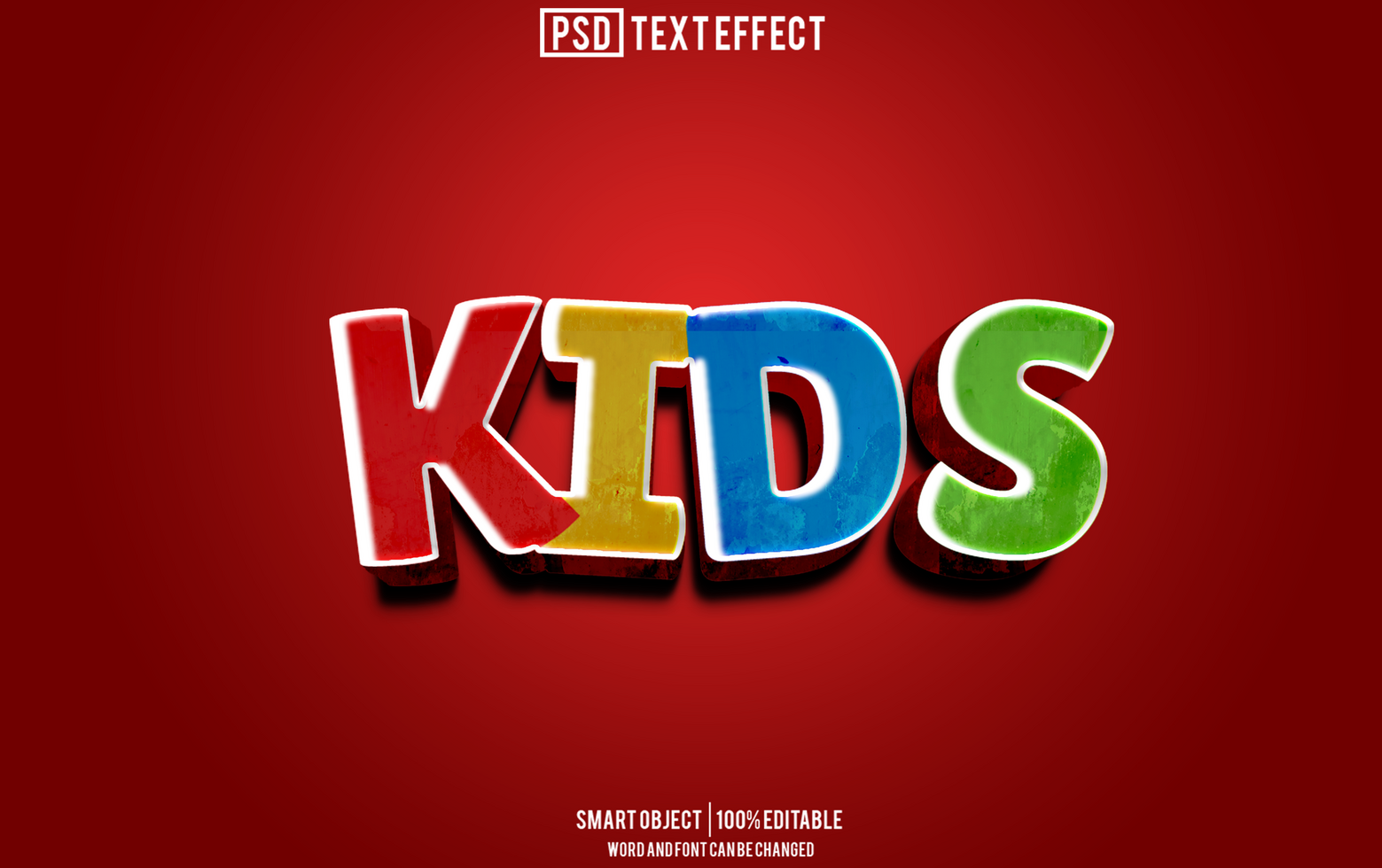 kids text effect, font editable, typography, 3d text psd