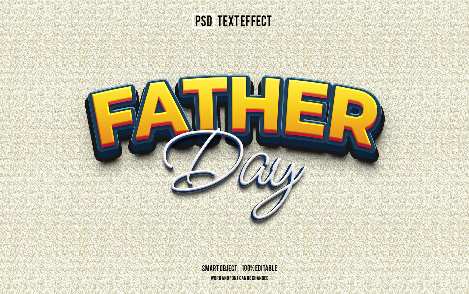 father day text effect, font editable, typography, 3d text psd