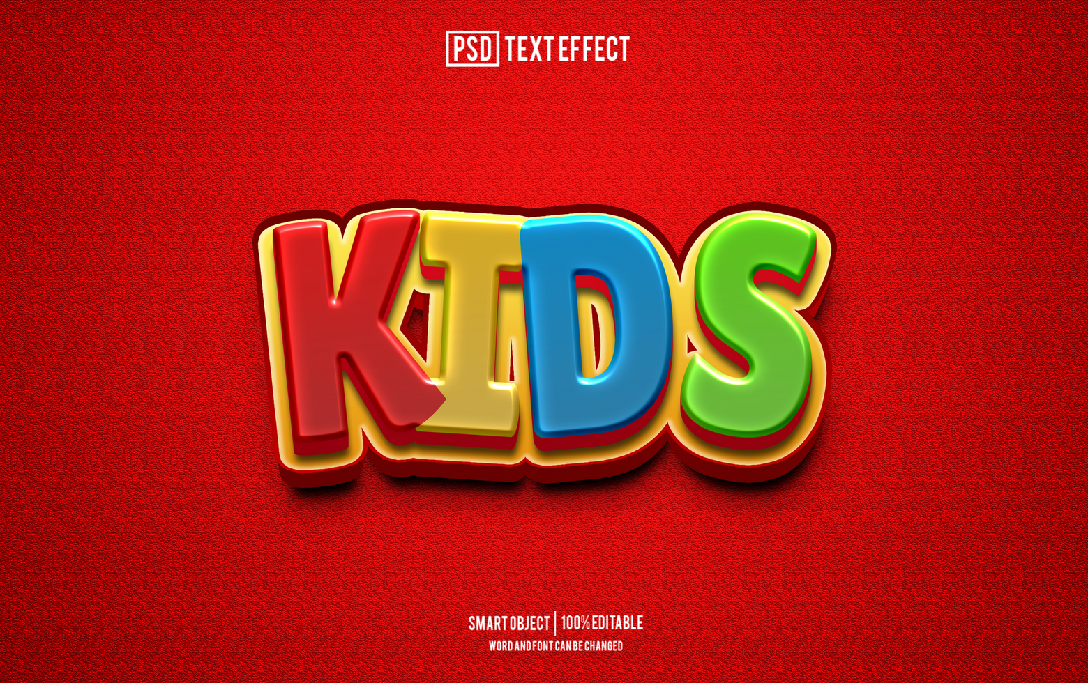 kids text effect, font editable, typography, 3d text psd