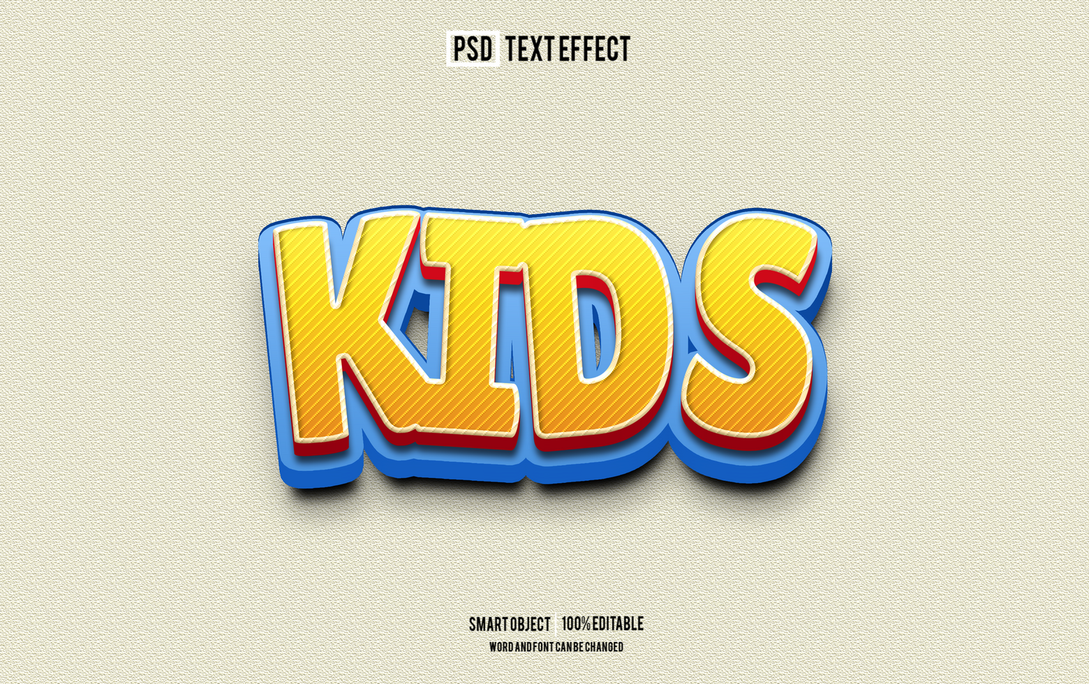 kids text effect, font editable, typography, 3d text psd