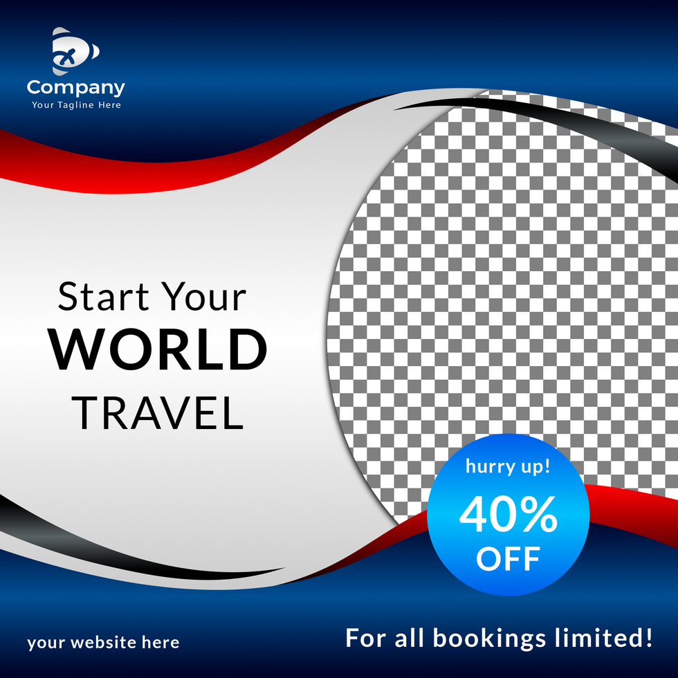 Explore the world modern creative travel social media post web banner square flyer design template. psd
