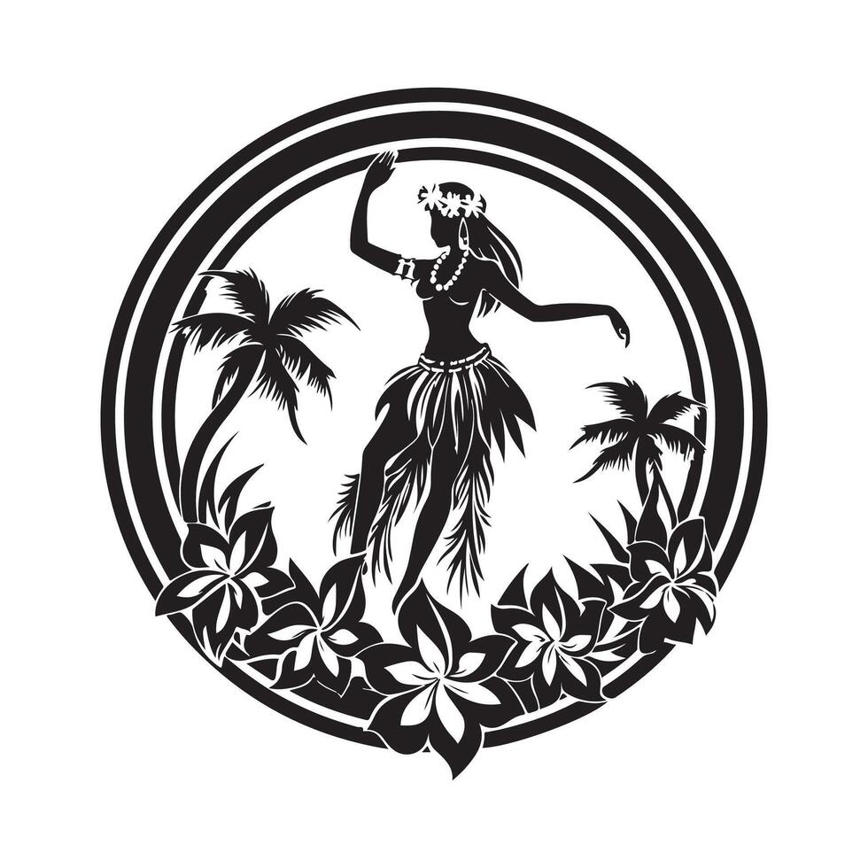 Hula Dancer Silhouette logo Images Design isolated on white background vector