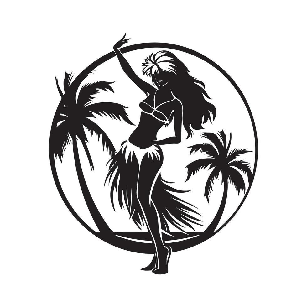 Hula Dancer Silhouette logo Images Design isolated on white background vector