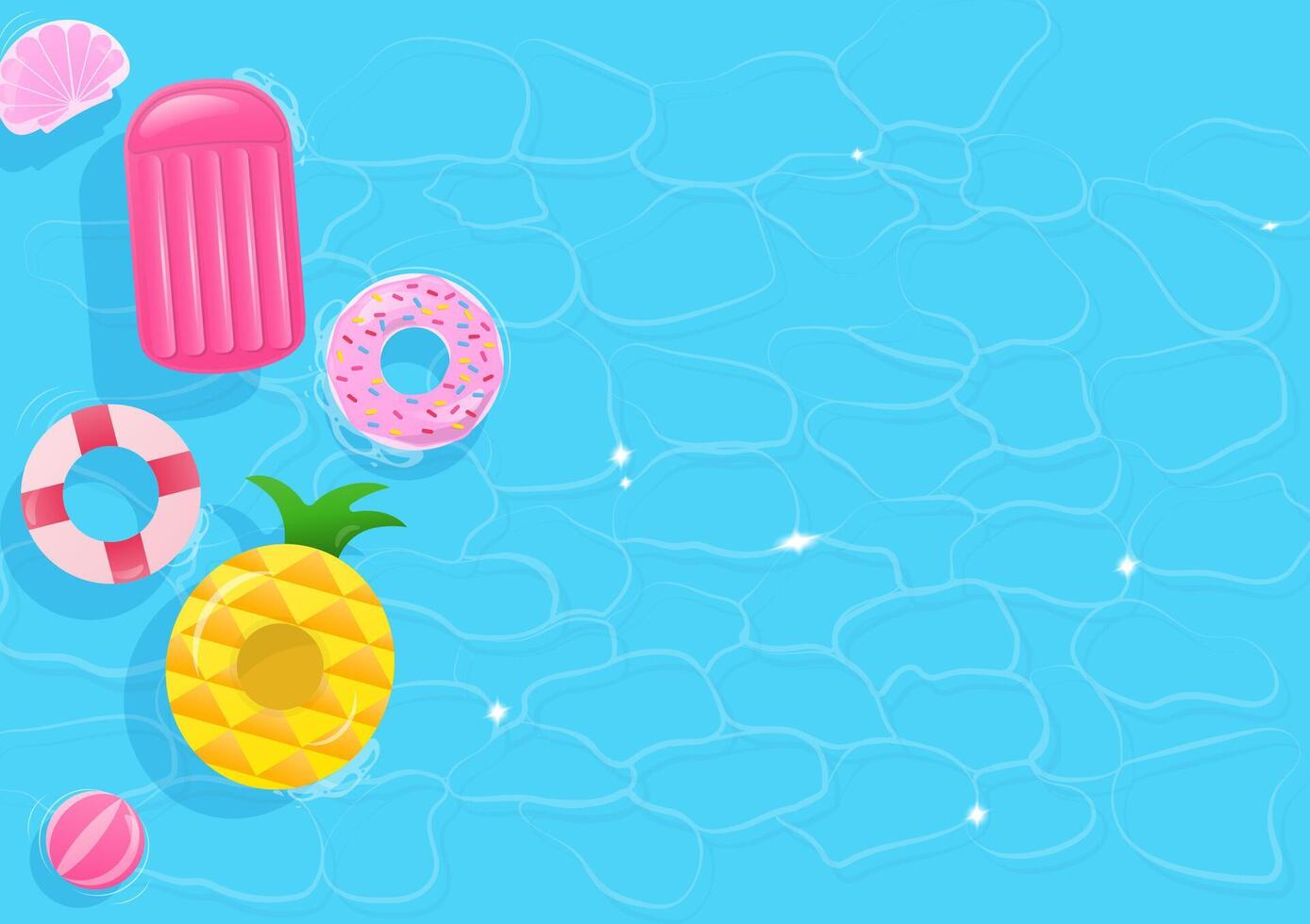 Summer background with inflatable swim ring vector
