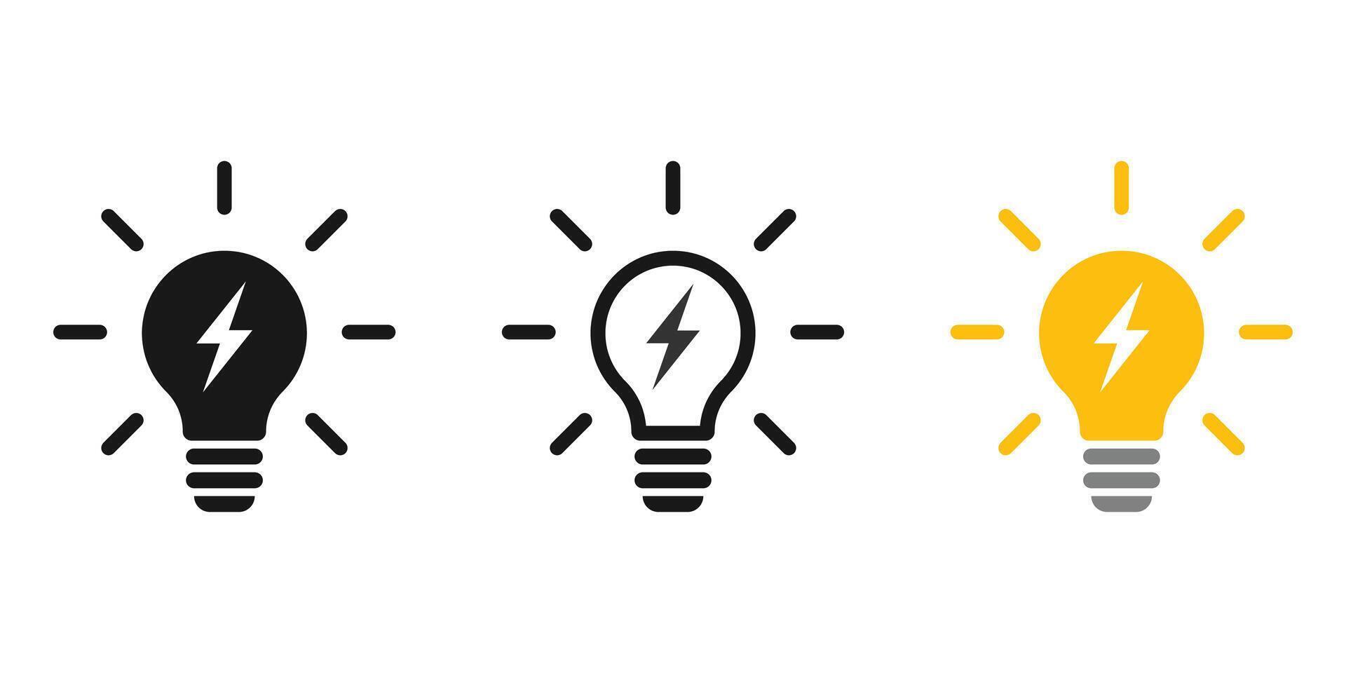 Lightning in light bulb icon. Light bulb symbol with a lightning bolt inside. vector