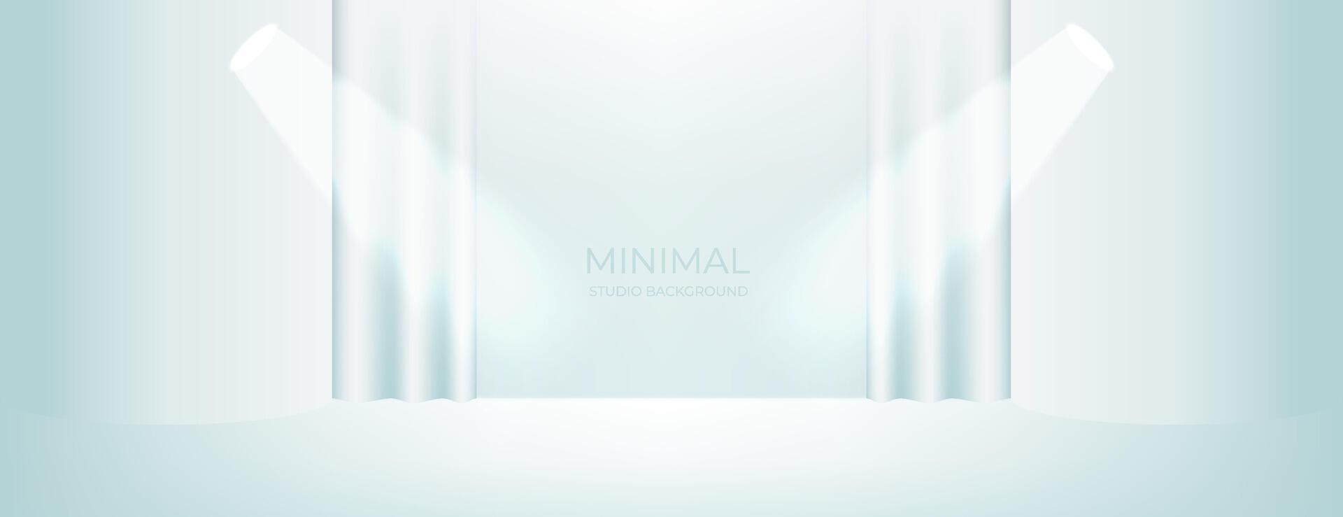 white blue minimal studio design for display product presentation with light vector
