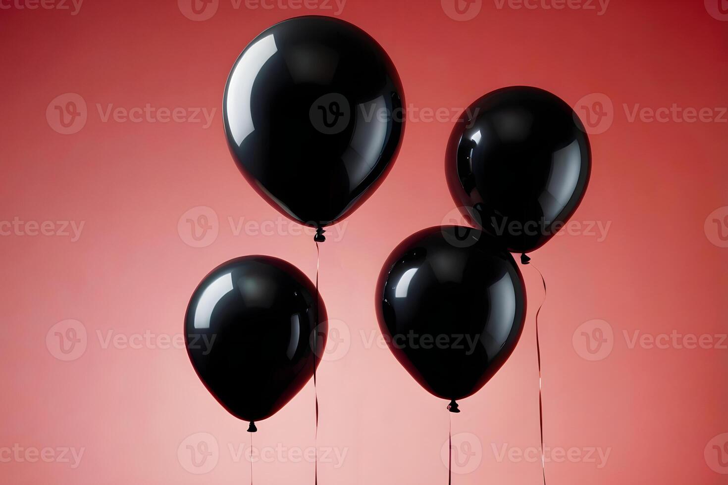 black balloons, red background, Black Friday displays background . photo